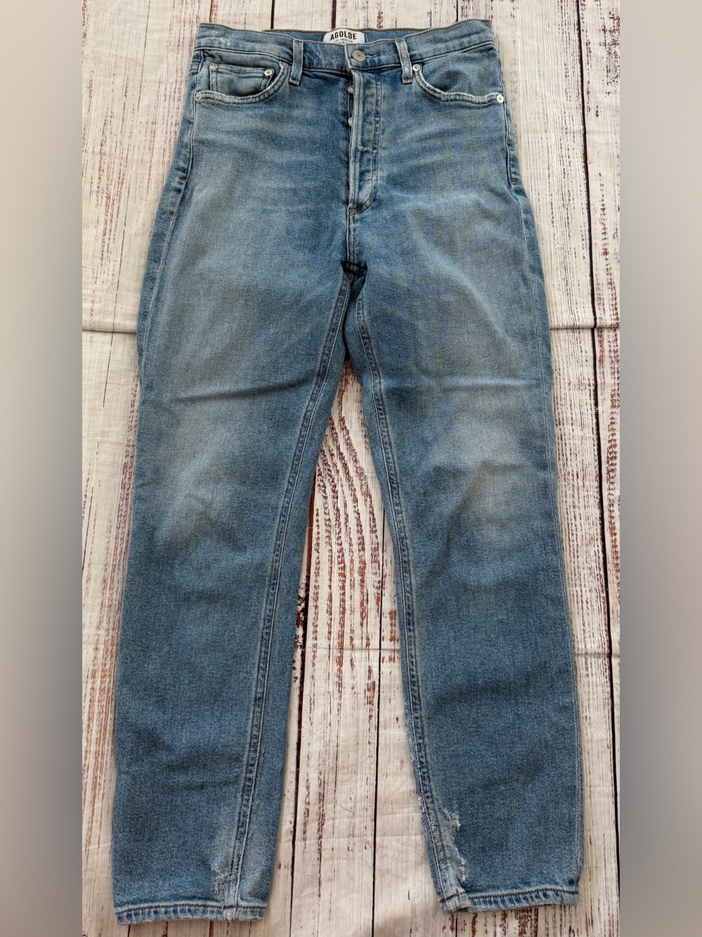 AGOLDE Nico High Rise Slim Jeans Size 27 Blue Button Fly